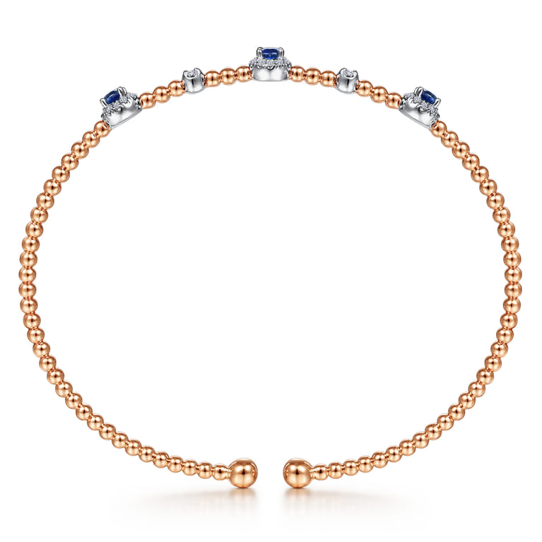 14K White-Rose Gold Bujukan Sapphire and Diamond Halo Bangle - 0.2 ct - Shot 3