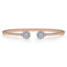 14K White Rose Gold Bujukan Split Cuff Bracelet with Diamond Flowers - 0.24 ct