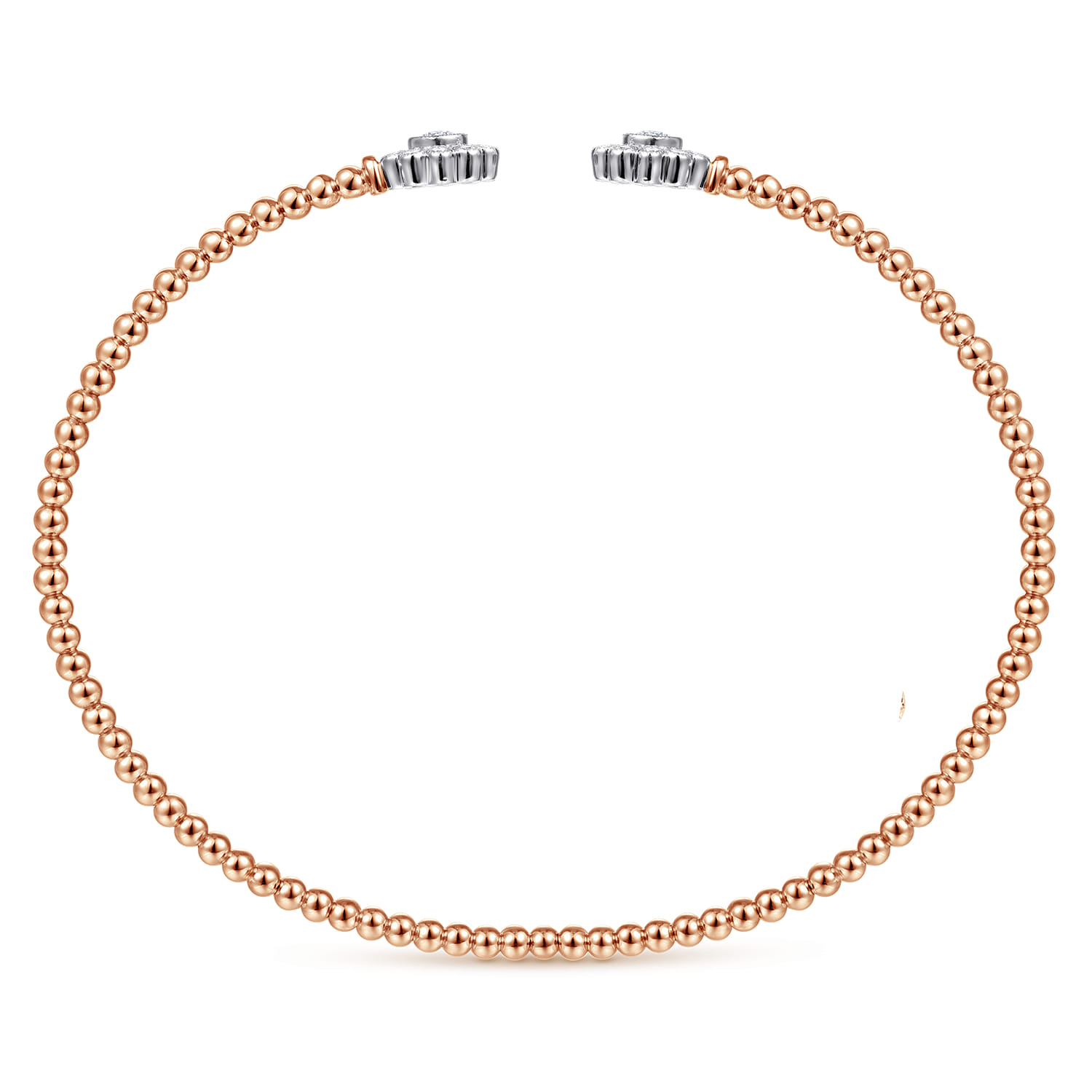 14K White Rose Gold Bujukan Split Cuff Bracelet with Diamond Flowers - 0.24 ct - Shot 2