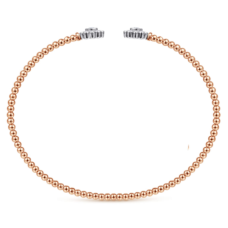 14K White Rose Gold Bujukan Split Cuff Bracelet with Diamond Flowers - 0.24 ct - Shot 2