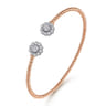 14K White Rose Gold Bujukan Split Cuff Bracelet with Diamond Flowers - 0.24 ct