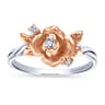 14K White-Rose Gold Classic Floral Twisted Diamond Ring - 0.04 ct