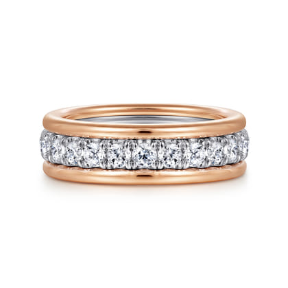 14K White-Rose Gold Diamond Anniversary Band