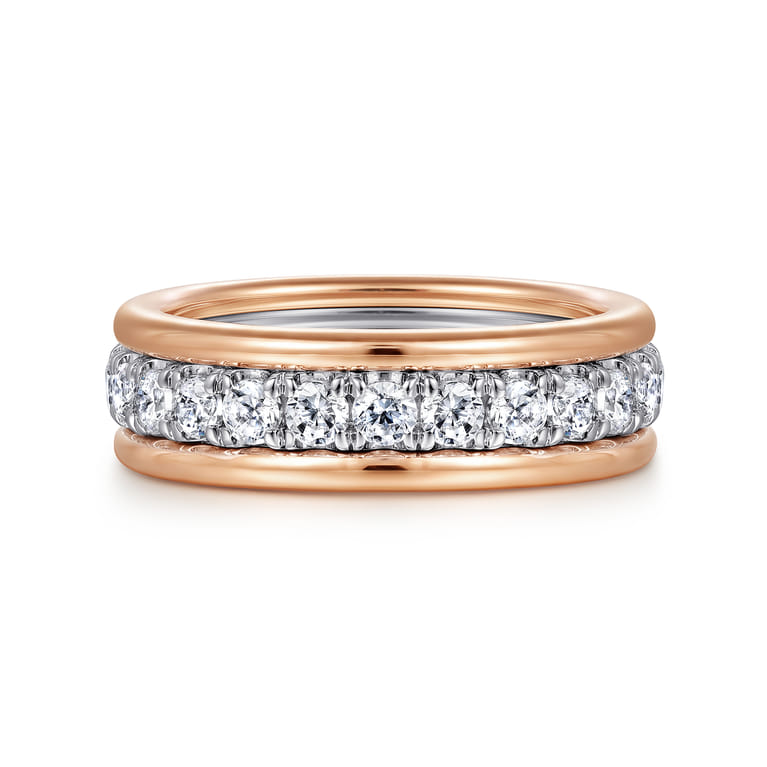 Fancy Wedding Ring in 14k White/Rose Gold with Round Natural Diamond at Gabriel & Co. - Shot 1
