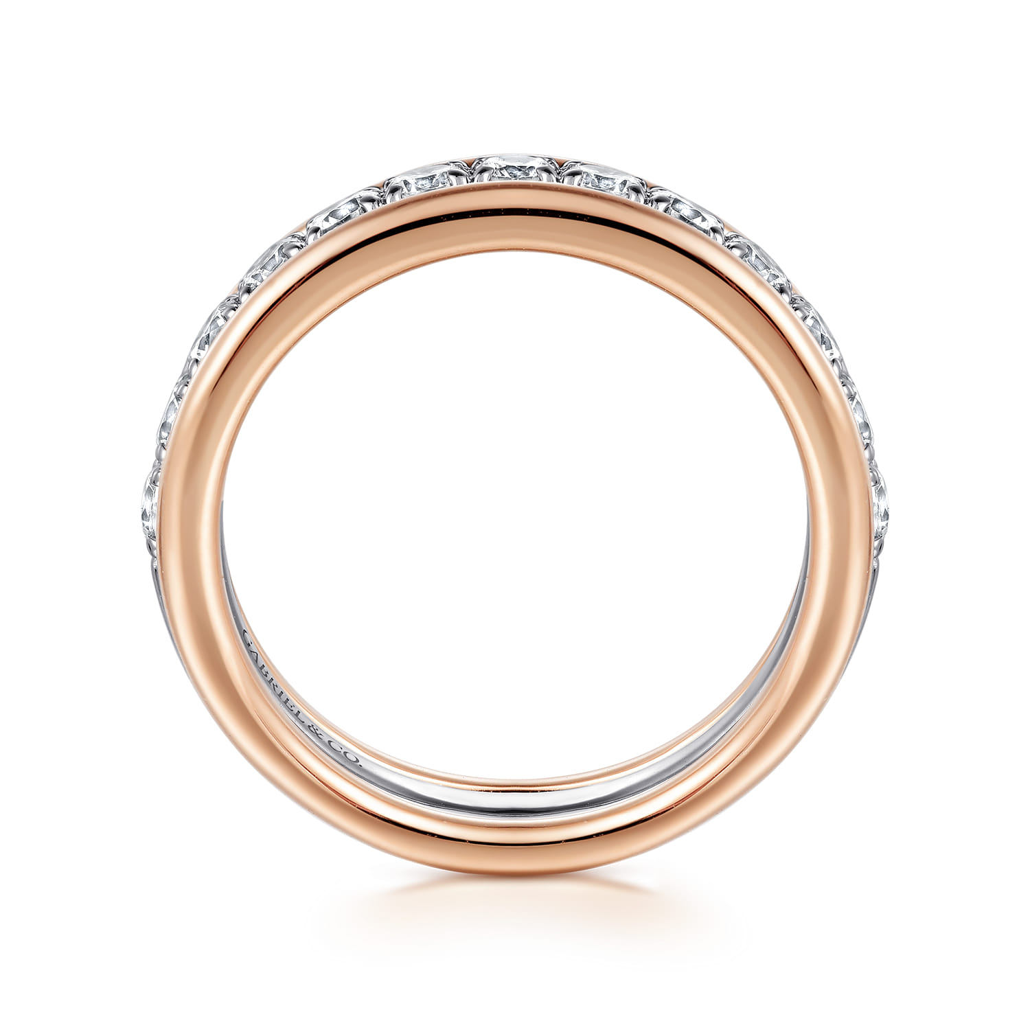Fancy Wedding Ring in 14k White/Rose Gold with Round Natural Diamond at Gabriel & Co. - Shot 2