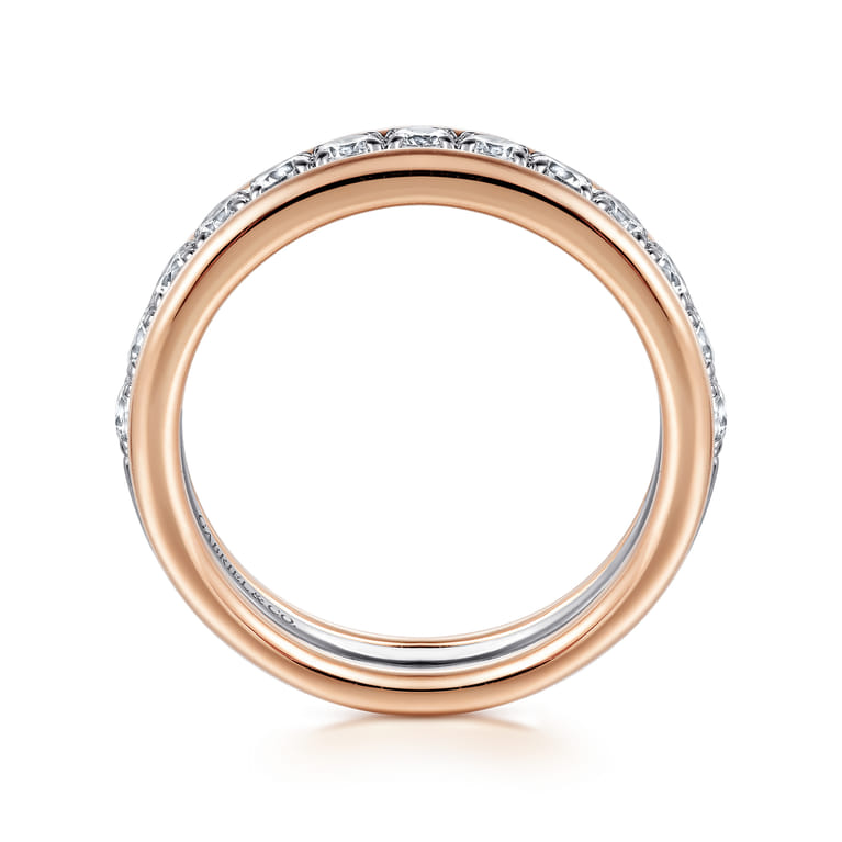 Fancy Wedding Ring in 14k White/Rose Gold with Round Natural Diamond at Gabriel & Co. - Shot 2