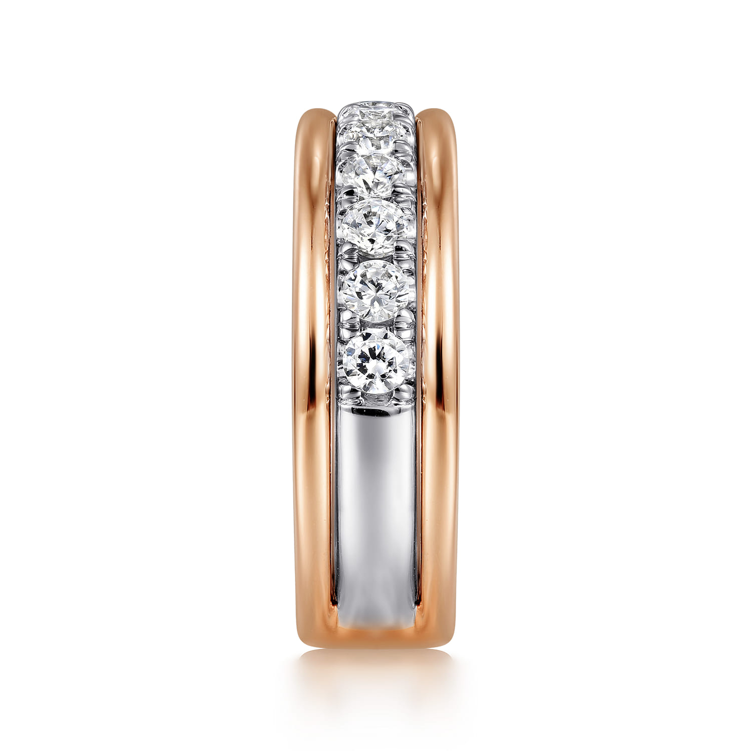 Fancy Wedding Ring in 14k White/Rose Gold with Round Natural Diamond at Gabriel & Co. - Shot 4