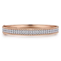 14K White-Rose Gold Diamond Bangle