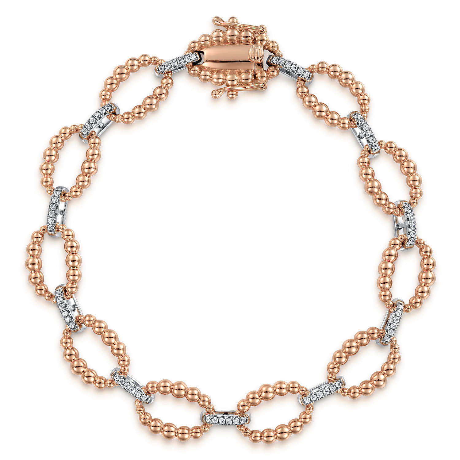 14K White-Rose Gold Diamond Bujukan Link Tennis Bracelet - 0.31 ct - Shot 1