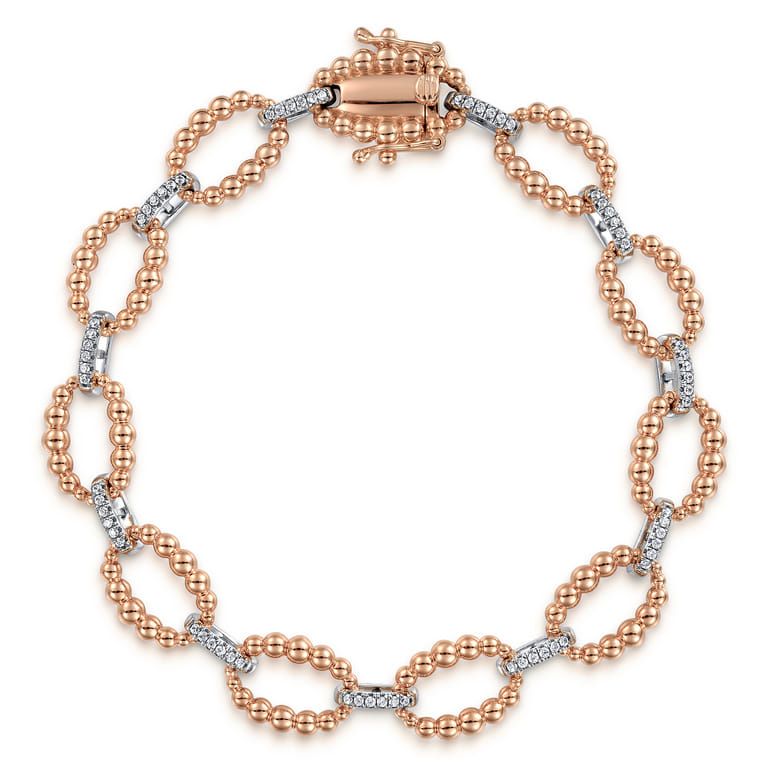 14K White-Rose Gold Diamond Bujukan Link Tennis Bracelet - 0.31 ct - Shot 1