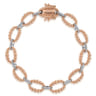 14K White-Rose Gold Diamond Bujukan Link Tennis Bracelet - 0.31 ct