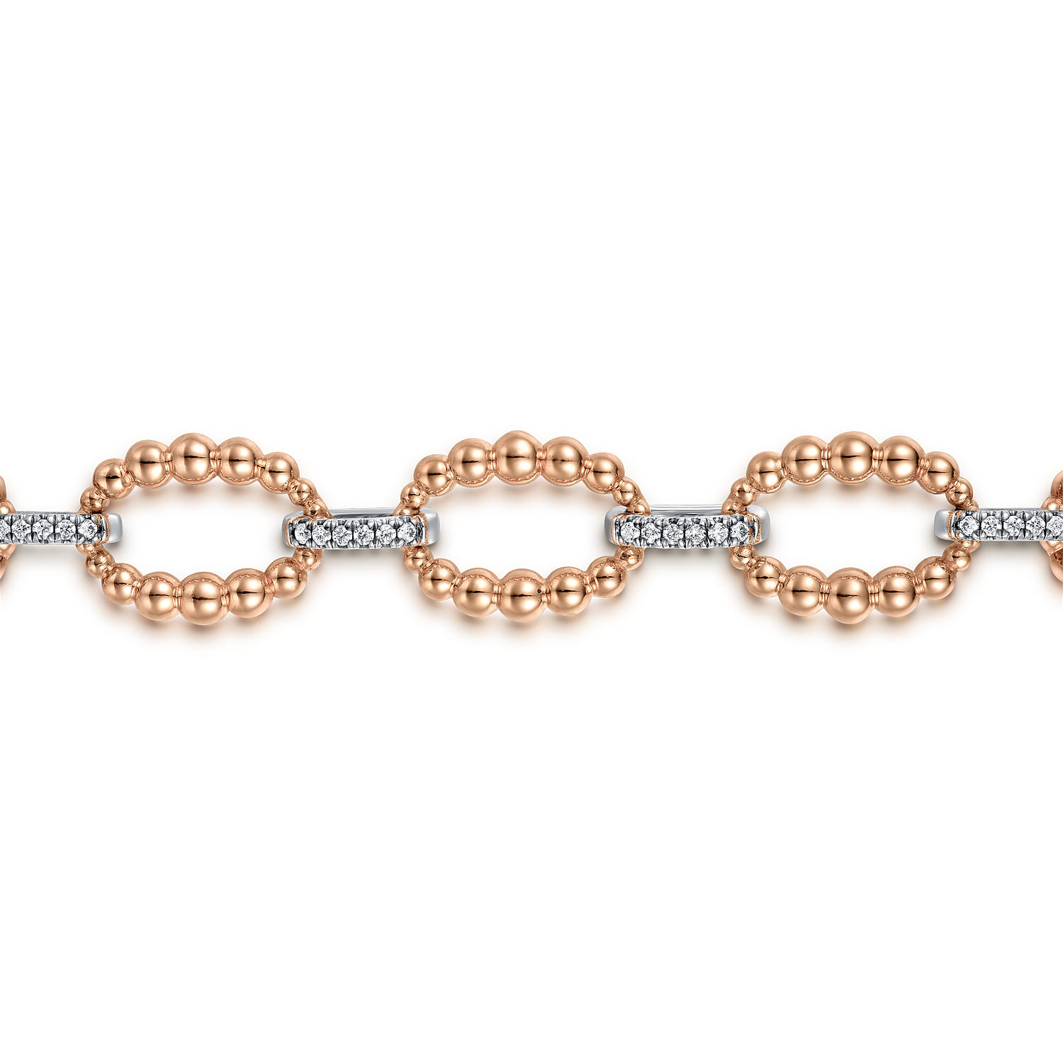 14K White-Rose Gold Diamond Bujukan Link Tennis Bracelet - 0.31 ct - Shot 2