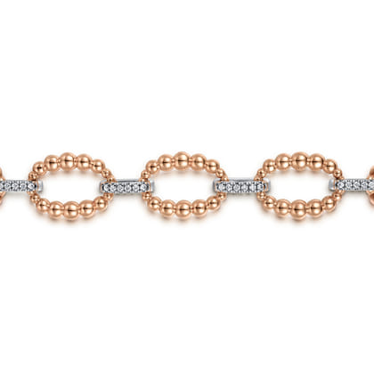 14K White-Rose Gold Diamond Bujukan Link Tennis Bracelet