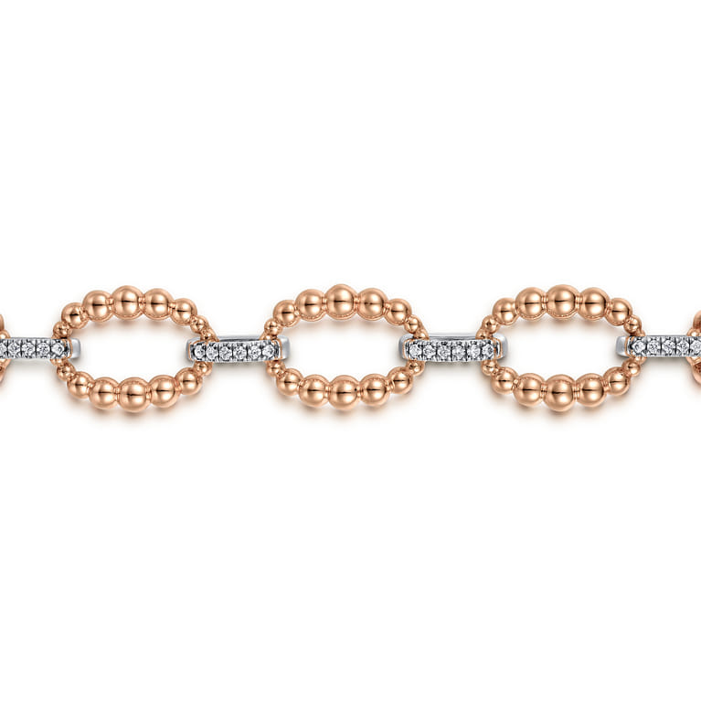 14K White-Rose Gold Diamond Bujukan Link Tennis Bracelet - 0.31 ct - Shot 2