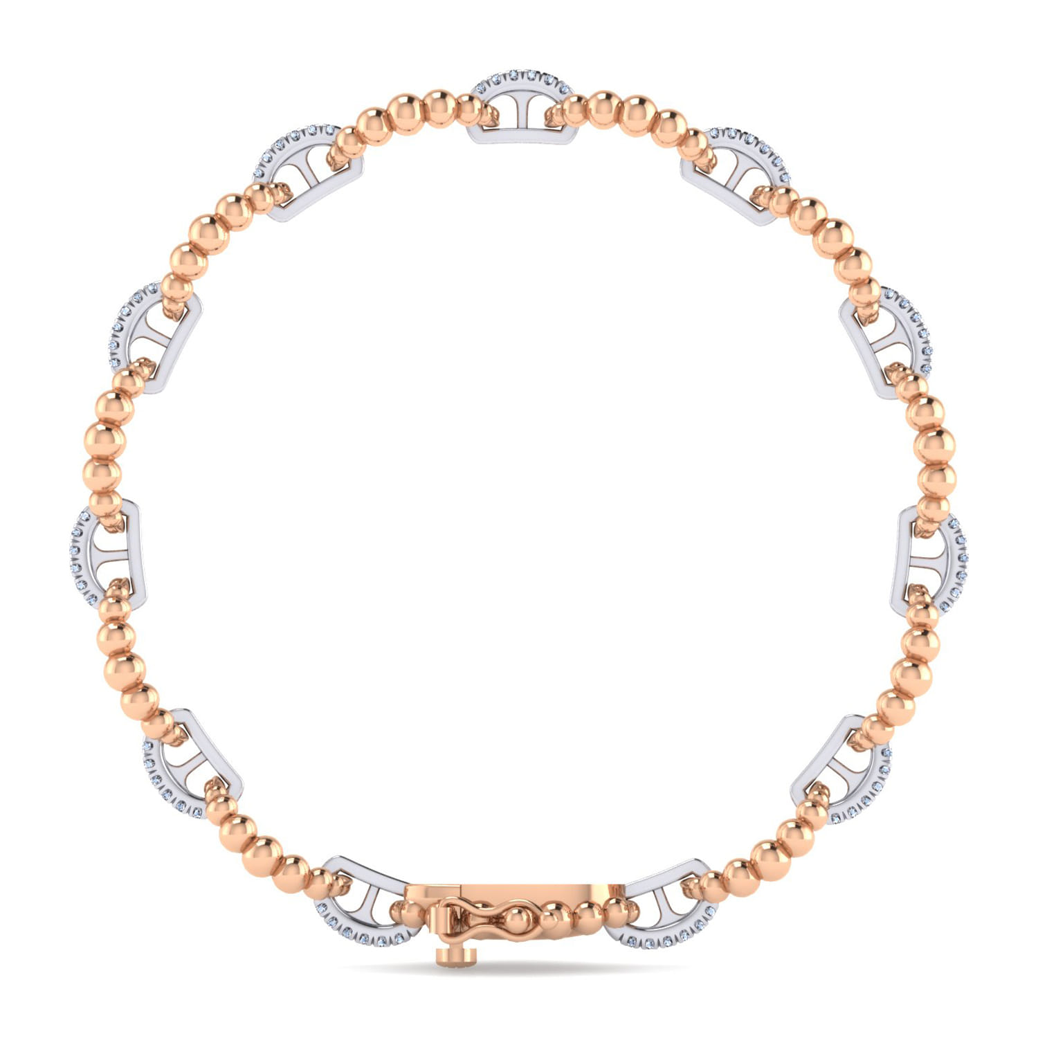 14K White-Rose Gold Diamond Bujukan Link Tennis Bracelet - 0.31 ct - Shot 3