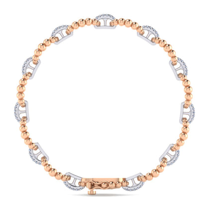 14K White-Rose Gold Diamond Bujukan Link Tennis Bracelet