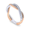 14K White-Rose Gold Diamond Matching Wedding Band - 0.4 ct