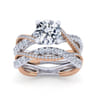 14K White-Rose Gold Diamond Matching Wedding Band - 0.4 ct