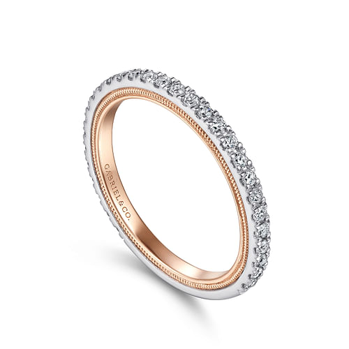14K White-Rose Gold Diamond Matching Wedding Band - 0.36 ct - Shot 3