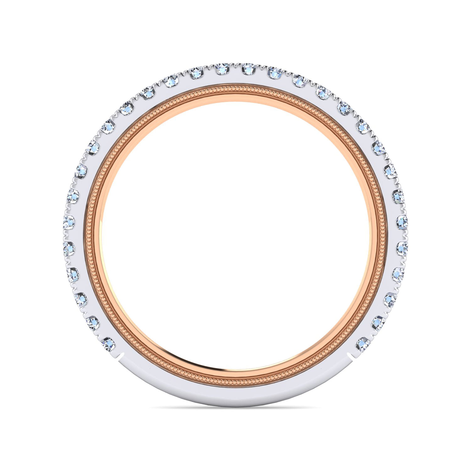 14K White-Rose Gold Diamond Matching Wedding Band - 0.37 ct - Shot 2