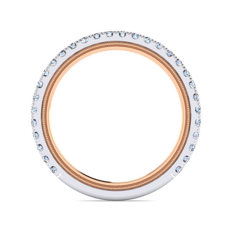 14K White-Rose Gold Diamond Matching Wedding Band - 0.37 ct - Shot 2