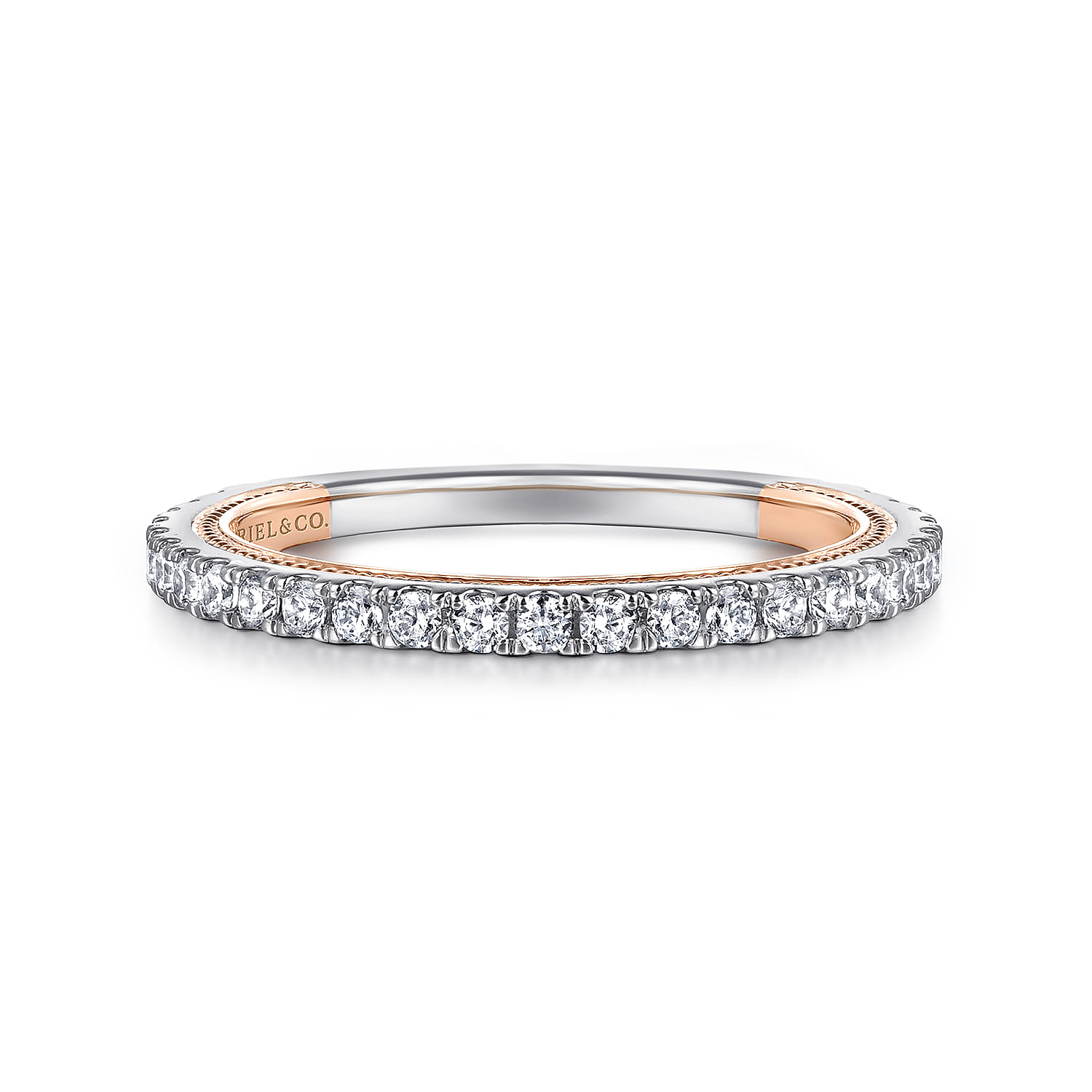 14K White-Rose Gold Diamond Matching Wedding Band - 0.35 ct - Shot 1