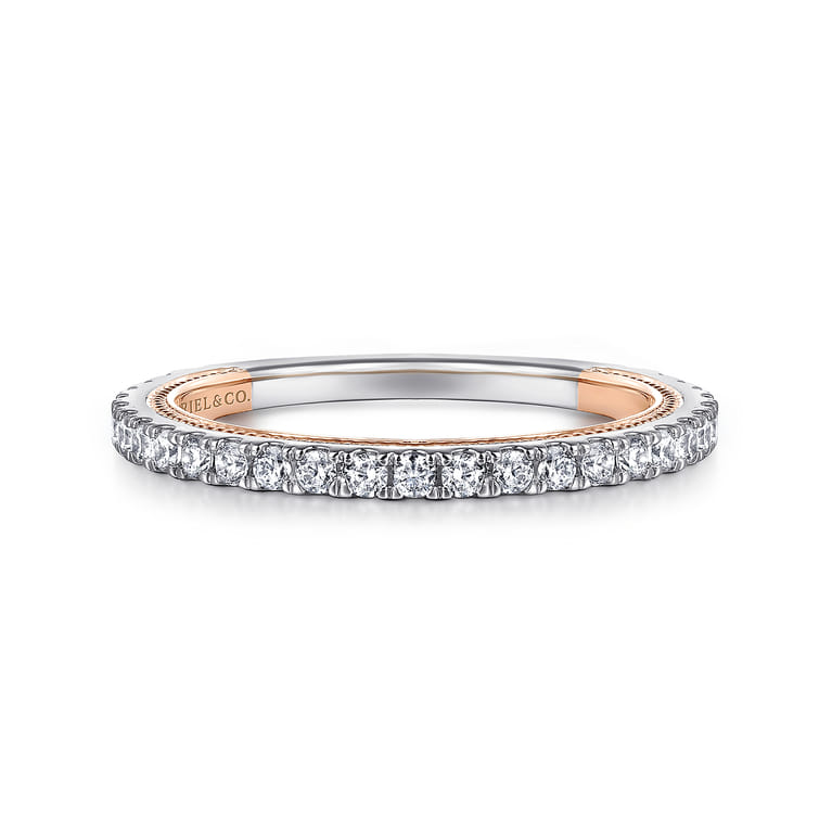 14K White-Rose Gold Diamond Matching Wedding Band - 0.35 ct - Shot 1