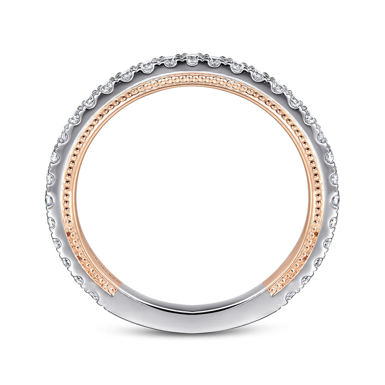 14K White-Rose Gold Diamond Matching Wedding Band - 0.35 ct - Shot 2