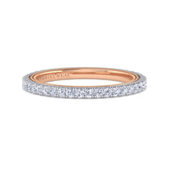 14K White-Rose Gold Diamond Matching Wedding Band