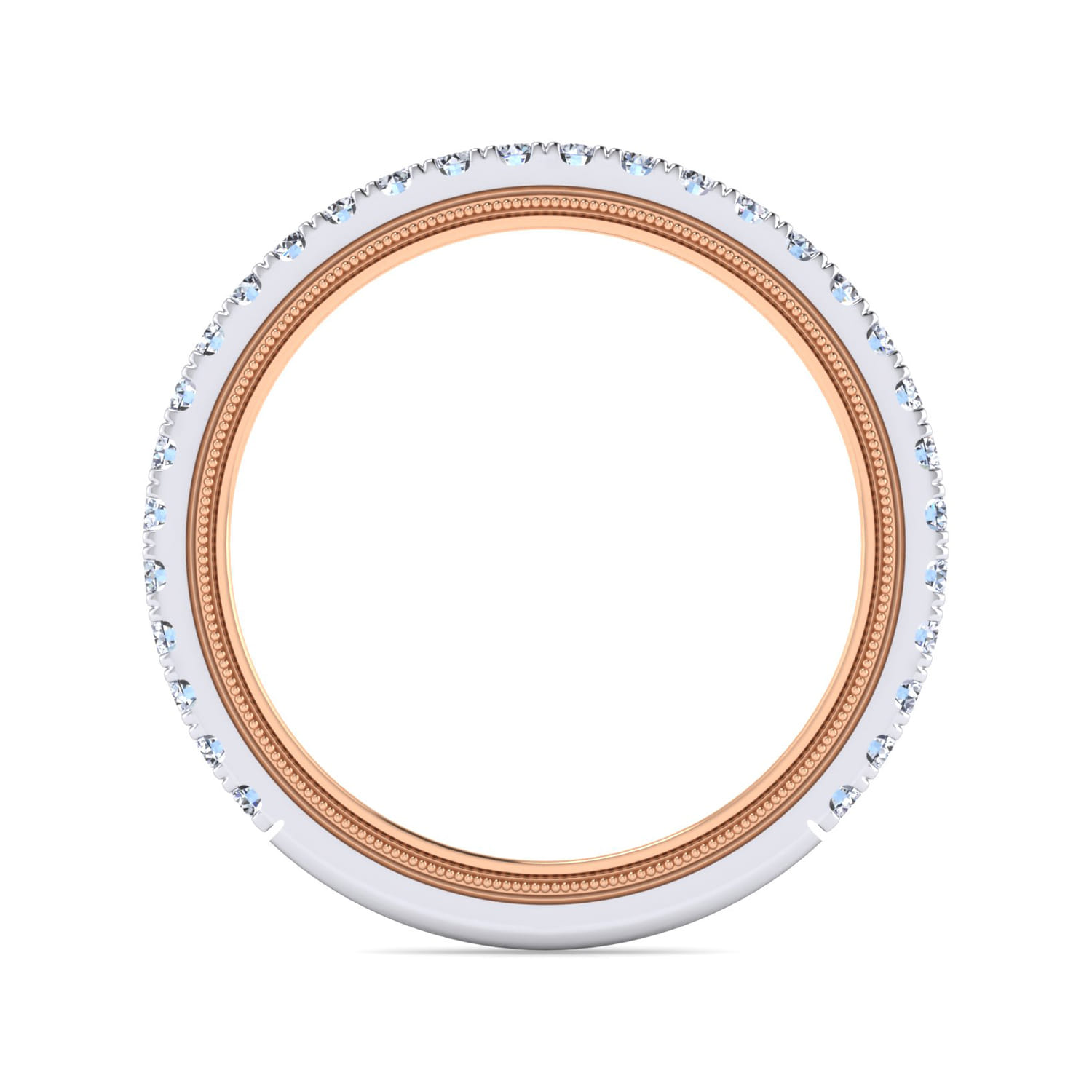 14K White-Rose Gold Diamond Matching Wedding Band - 0.36 ct - Shot 2