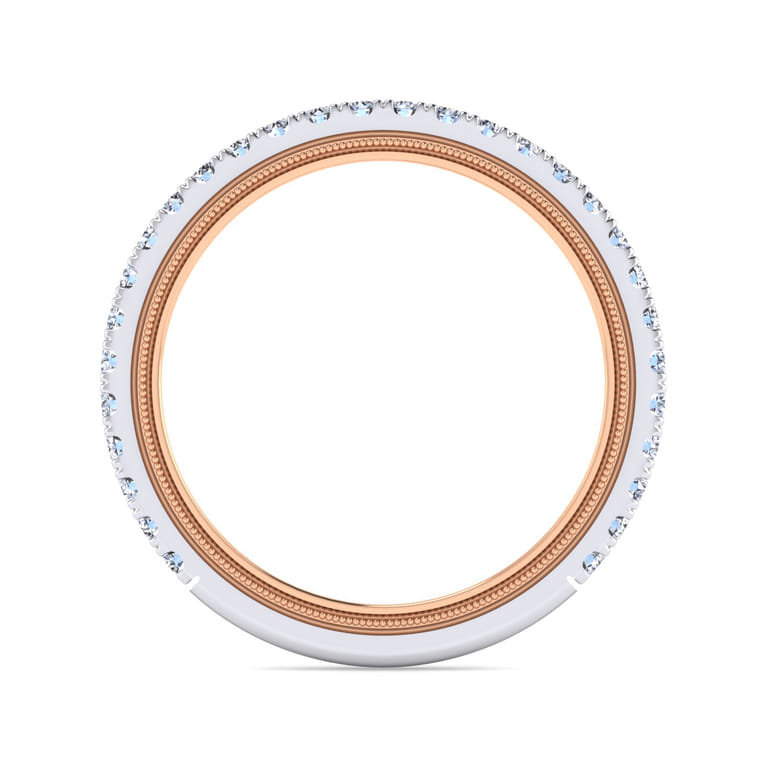 14K White-Rose Gold Diamond Matching Wedding Band - 0.36 ct - Shot 2