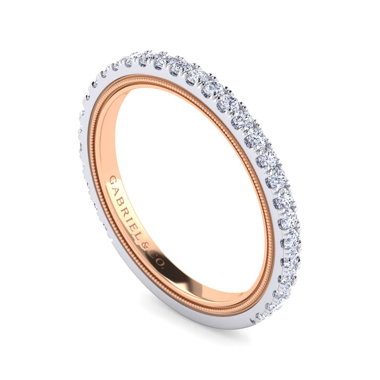 14K White-Rose Gold Diamond Matching Wedding Band - 0.36 ct - Shot 3