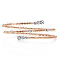 14K White-Rose Gold Diamond Wrap Bangle