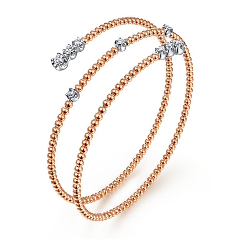 14K White-Rose Gold Diamond Wrap Bangle - 0.54 ct - Shot 2