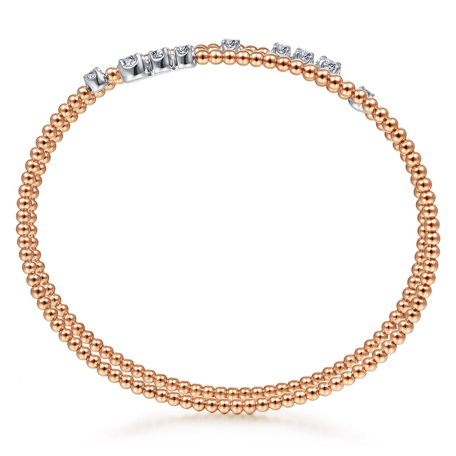 14K White-Rose Gold Diamond Wrap Bangle - 0.54 ct - Shot 3
