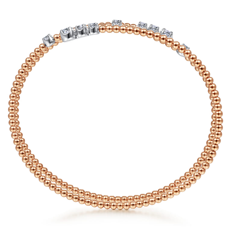 14K White-Rose Gold Diamond Wrap Bangle - 0.54 ct - Shot 3