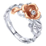 14K White-Rose Gold Floral Cluster Ring with Diamond Accents - 0.09 ct