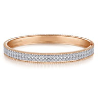 14K White-Rose Gold Hinged Diamond Bangle