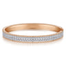14K White-Rose Gold Hinged Diamond Bangle - 1 ct