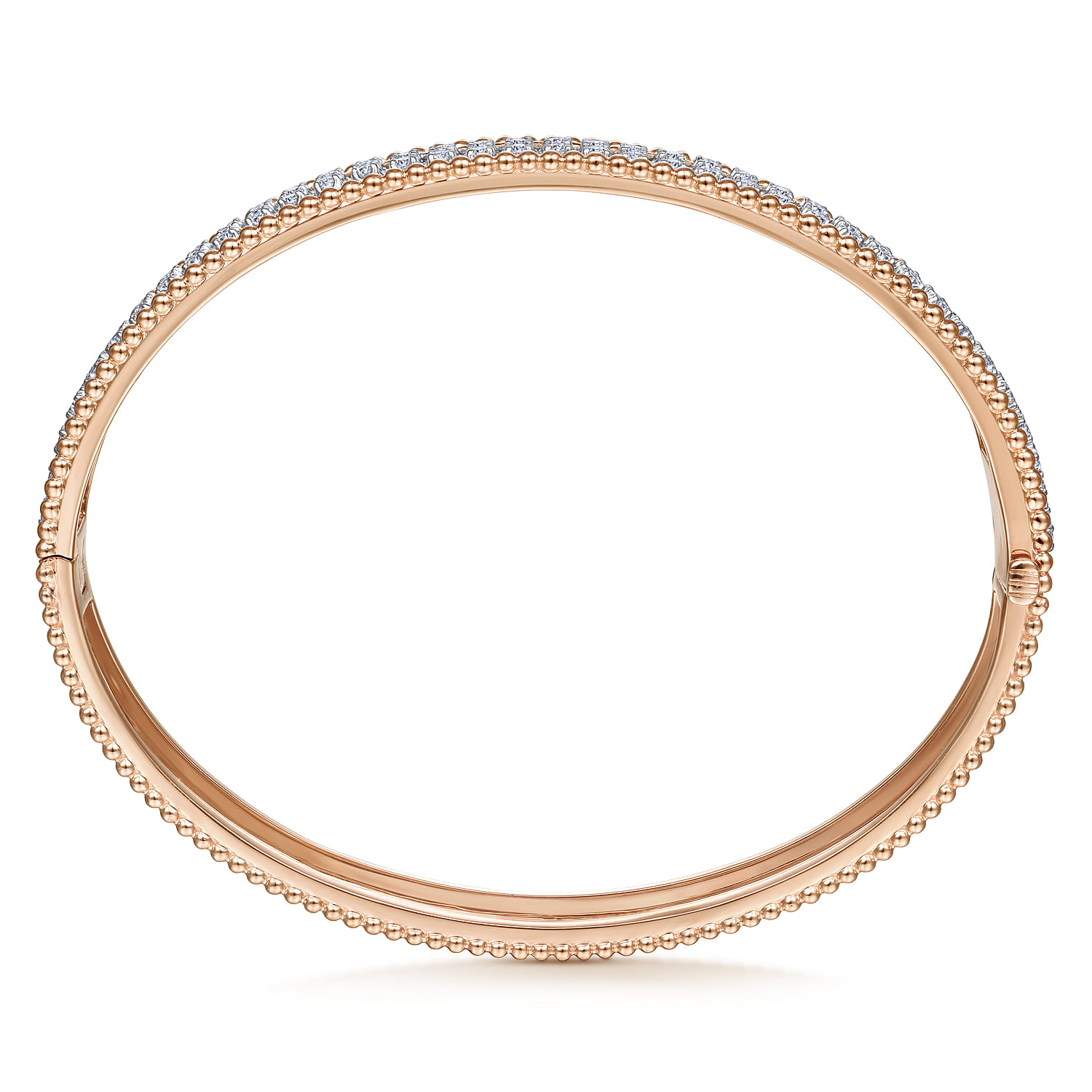 14K White-Rose Gold Hinged Diamond Bangle - 1 ct - Shot 3