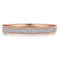 14K White-Rose Gold Hinged Diamond Bangle