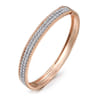14K White-Rose Gold Hinged Diamond Bangle - 1 ct