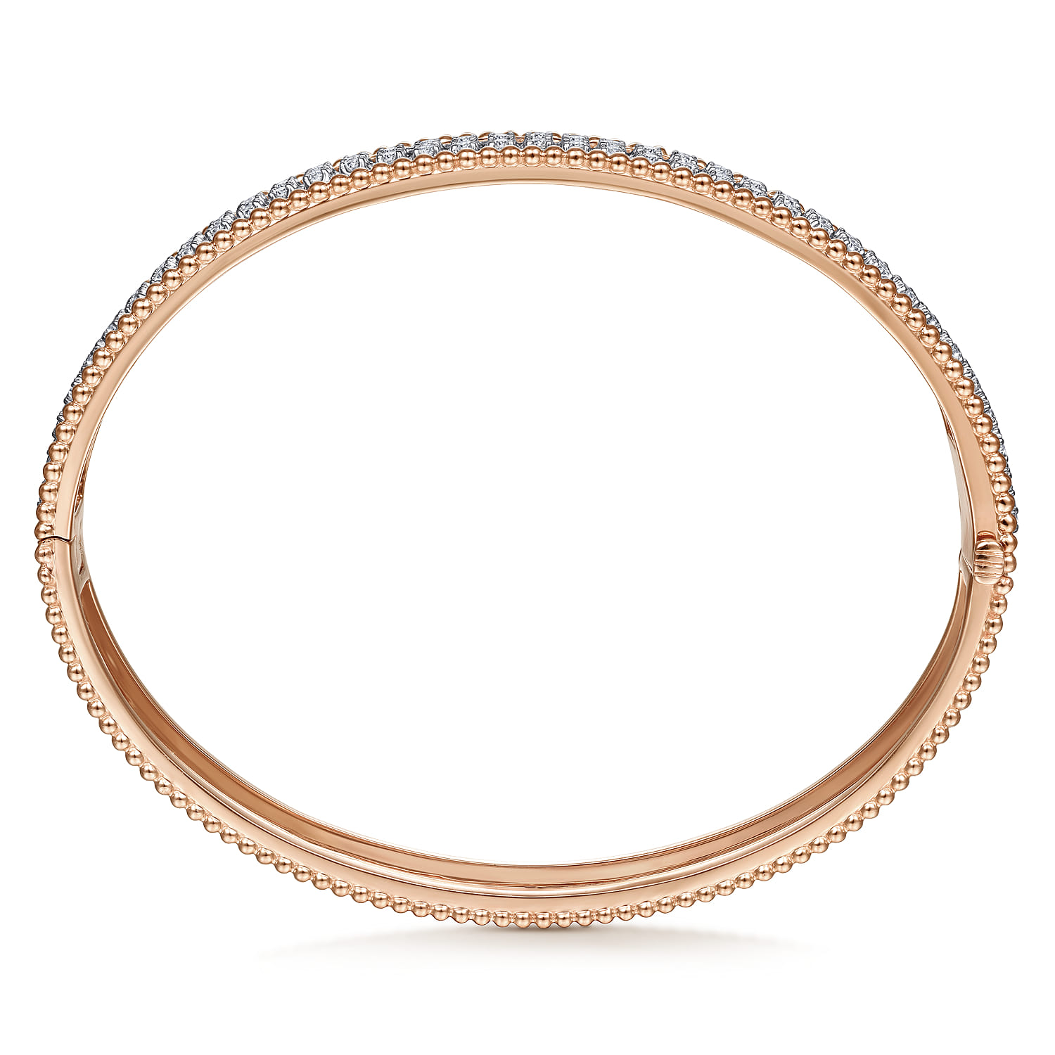 14K White-Rose Gold Hinged Diamond Bangle - 1 ct - Shot 3