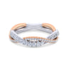 14K White-Rose Gold Matching Wedding Band - 0.38 ct