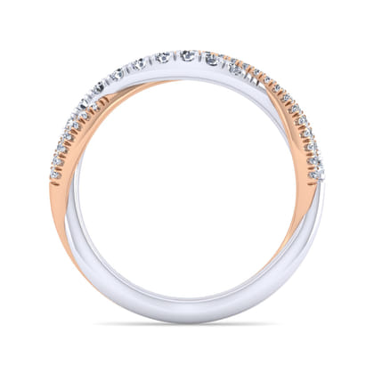 14K White-Rose Gold Matching Wedding Band
