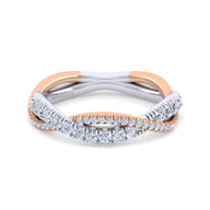 14K White-Rose Gold Matching Wedding Band