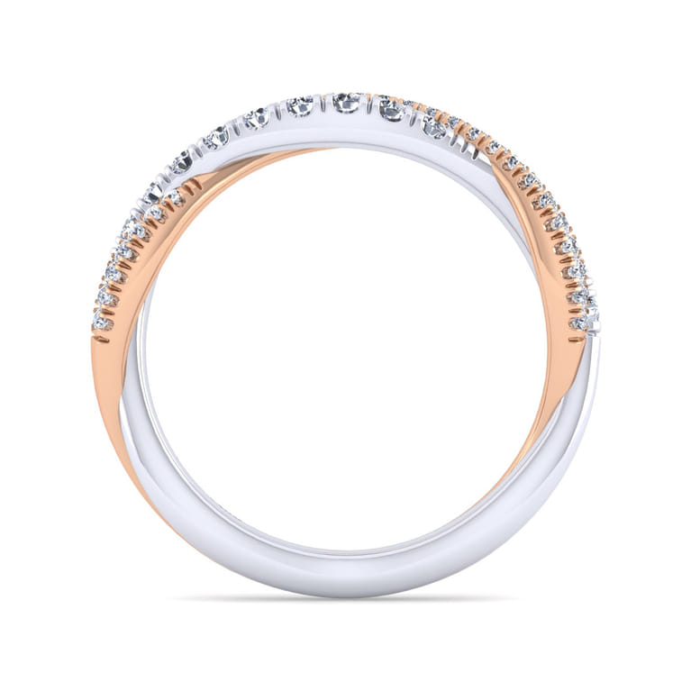 14K White-Rose Gold Matching Wedding Band - 0.38 ct - Shot 2