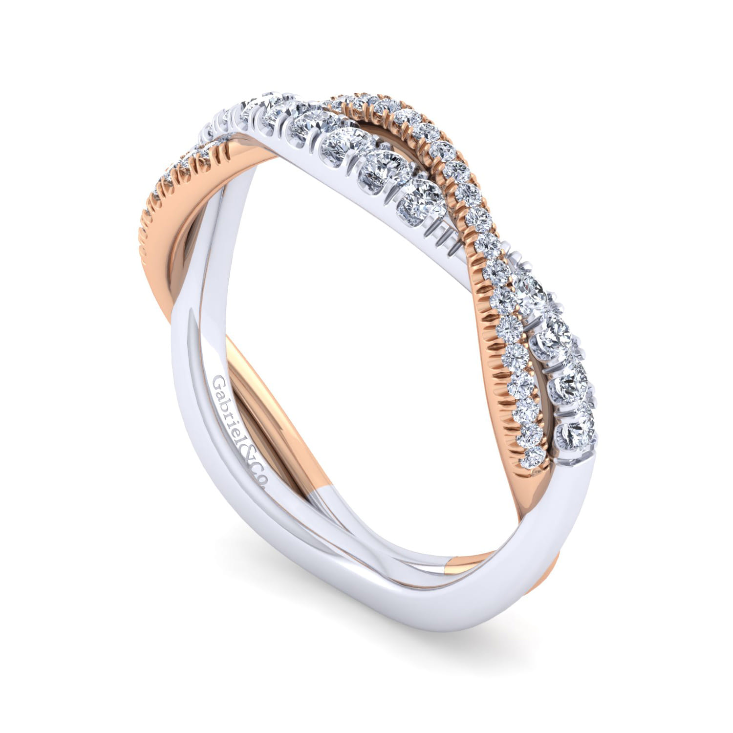 14K White-Rose Gold Matching Wedding Band - 0.38 ct - Shot 3
