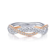14K White-Rose Gold Matching Wedding Band