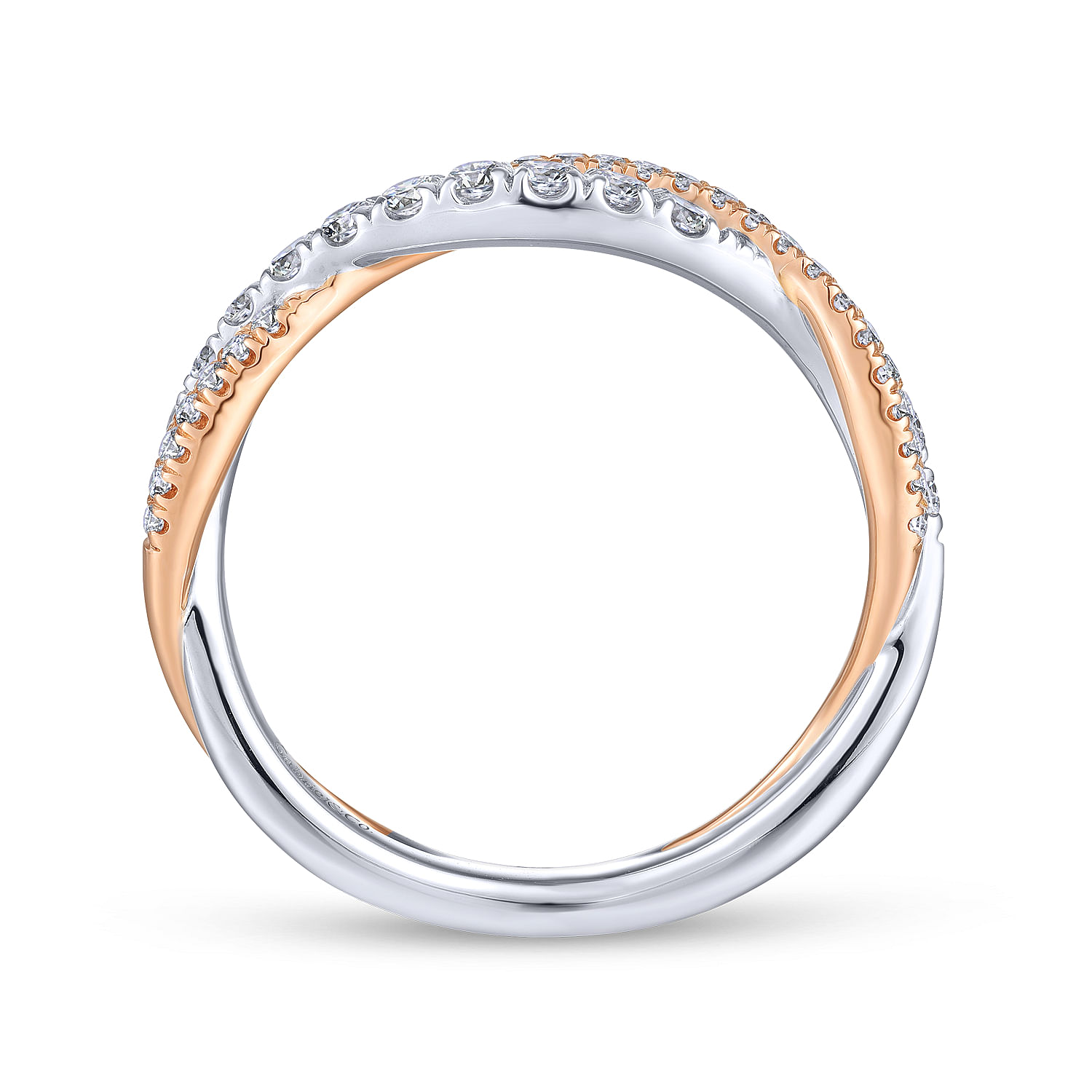 14K White-Rose Gold Matching Wedding Band - 0.38 ct - Shot 2